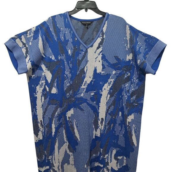 Ming Wang Textured Elegant Chic Knit Abstract Shift Dress XL Blue Multi-Color - Picture 5 of 17